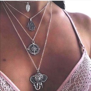 Silver Layered boho necklace